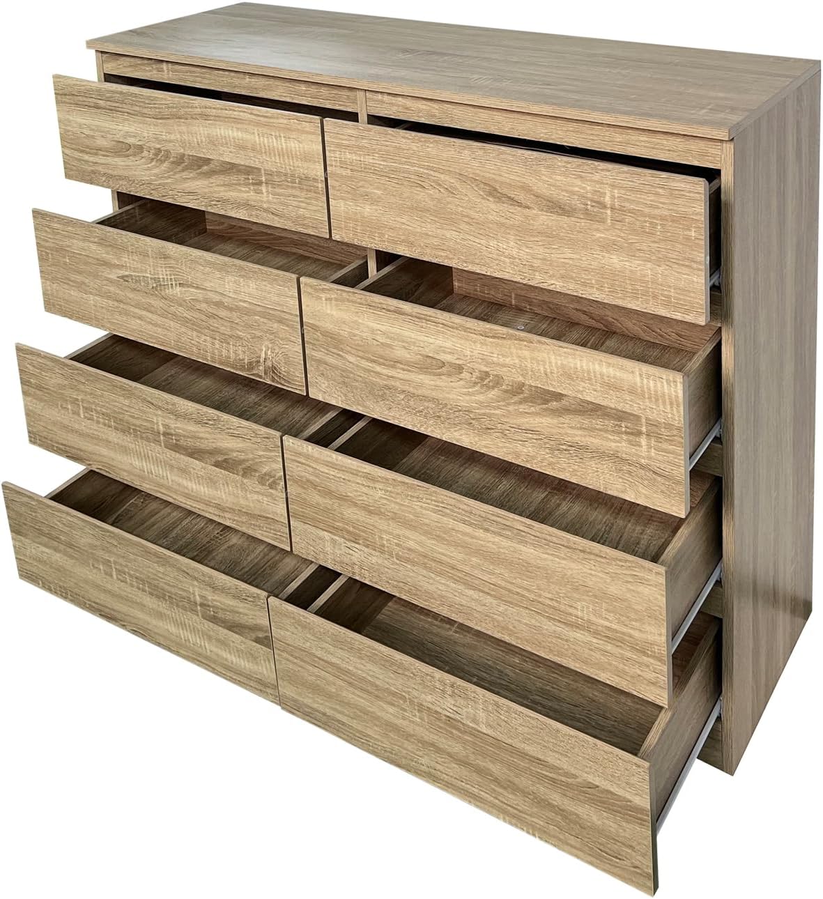 HTI living Moderne Kommode mit 8 grifflosen Schubladen Sonoma Sideboard
