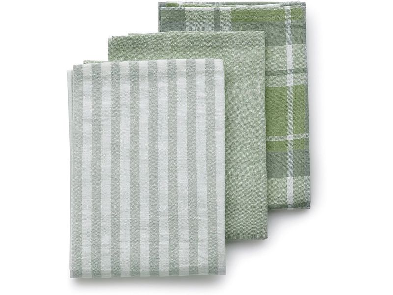 Kela Geschirrtuch-Set Pasado  3 Stück, Olive Green Geschirrtuch aus Baumwolle