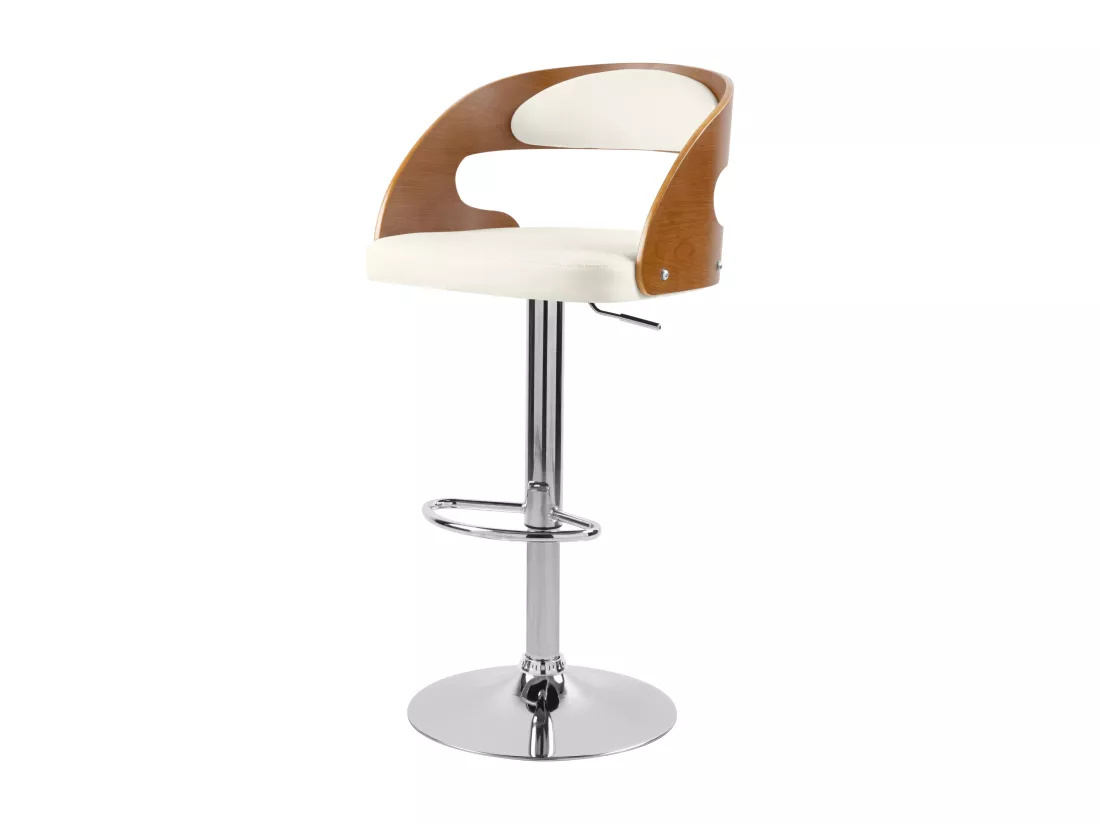 Chaise de bar réglable 62/84 cm en cuir synthétique blanc - Louis