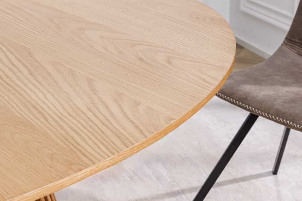 Runder Esstisch VALHALLA WOOD 120cm natur Eichenholz Säulenfuß