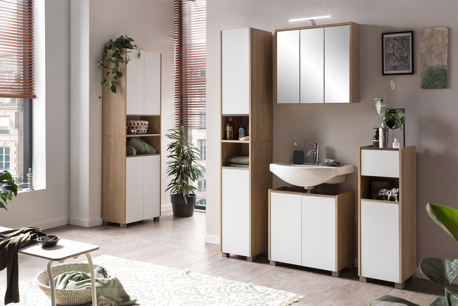 CASAVANTI Hochschrank JUBA Eiche hell/ weiß