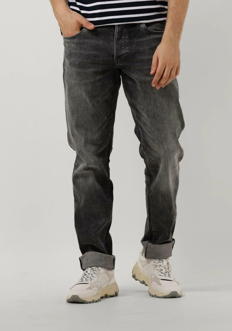 G-STAR RAW lichtgrijze g-star raw straight leg jeans 3301 regular tapered