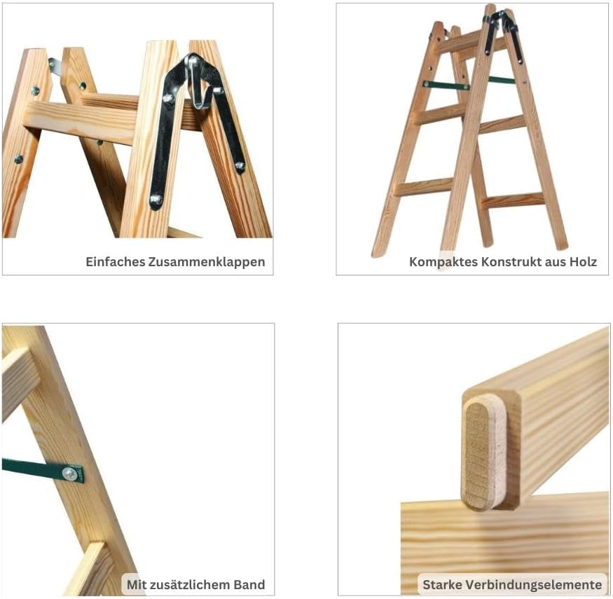 PROREGAL Houten Trapladder Economy Plus, Tweezijdige Toegang, 2 x 3 Sporten, Werkhoogte 2,40 m, Draagvermogen 150 kg
