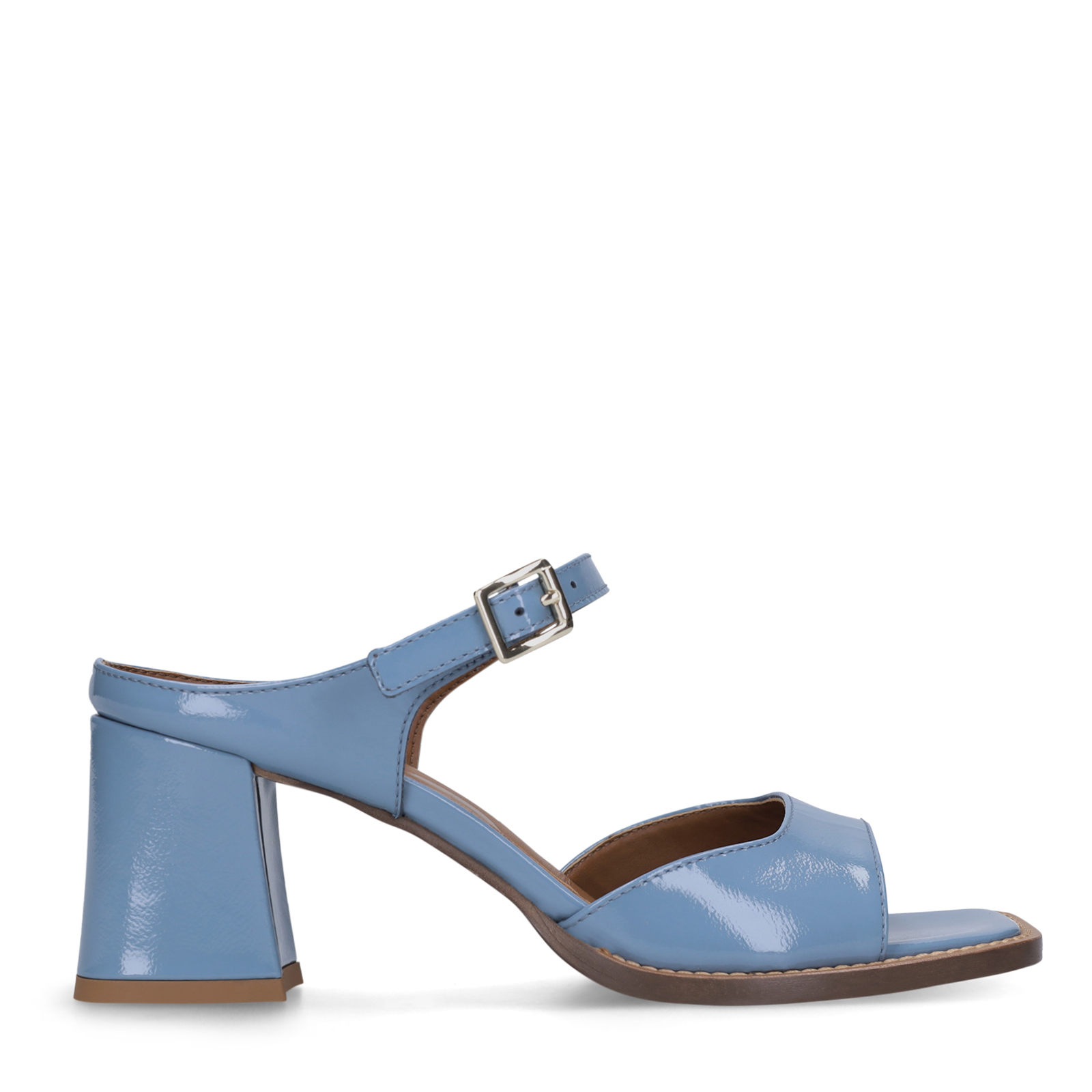 Blauwe lak leren sandalen met hak