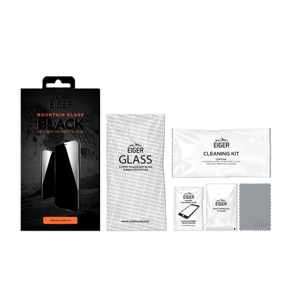 Samsung Galaxy A51 (2019) Mountain Glass Black Panzerglas 2.5D Privacy Displayschutz Case Friendly (EGMSP00119)