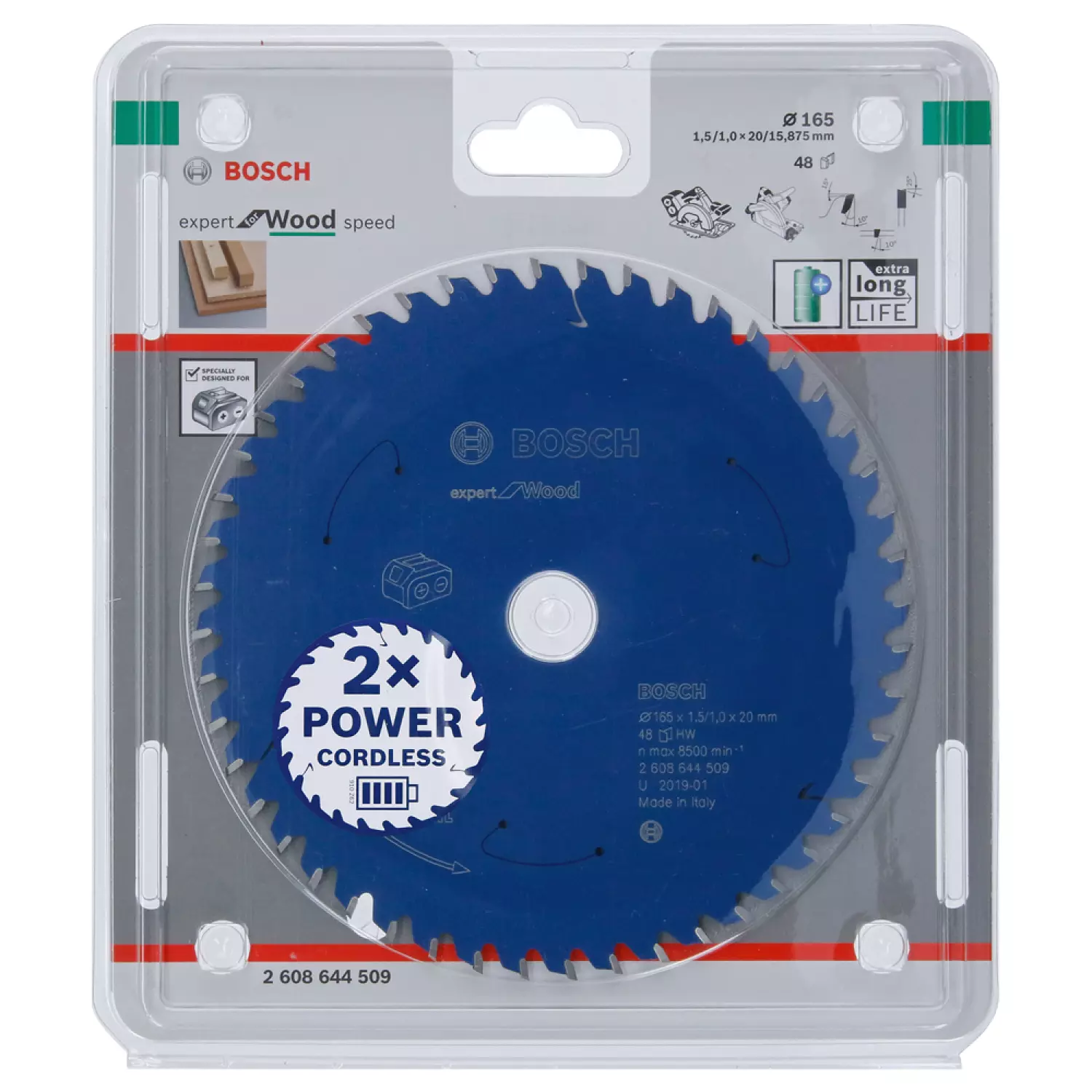 Bosch 2608644509 Cirkelzaagblad accu Expert - 165 x 20 x 48T - Hout - Carbide