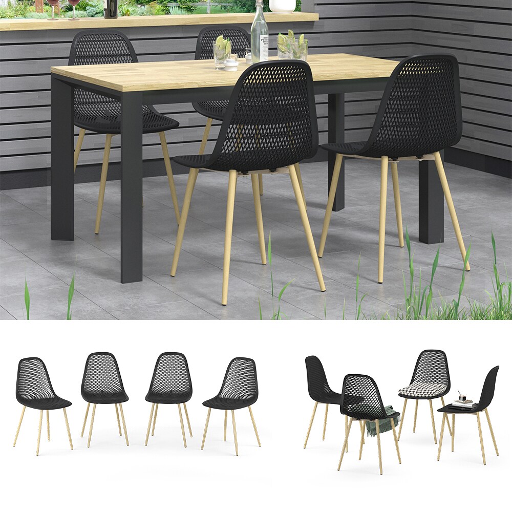 OK-Living Gartenstuhl Terrassenstuhl Balkonstuhl Joko Schwarz Sitzschale 4er Set
