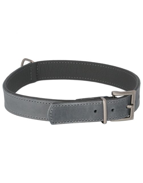 Adori Halsband Vetleder Gevoerd Grijs&Antraciet - Hondenhalsband