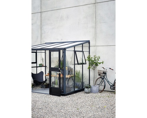 JULIANA Kas Veranda 6,6 m² Veiligheidsglas 3 mm 296 x 221 cm antraciet/zwart