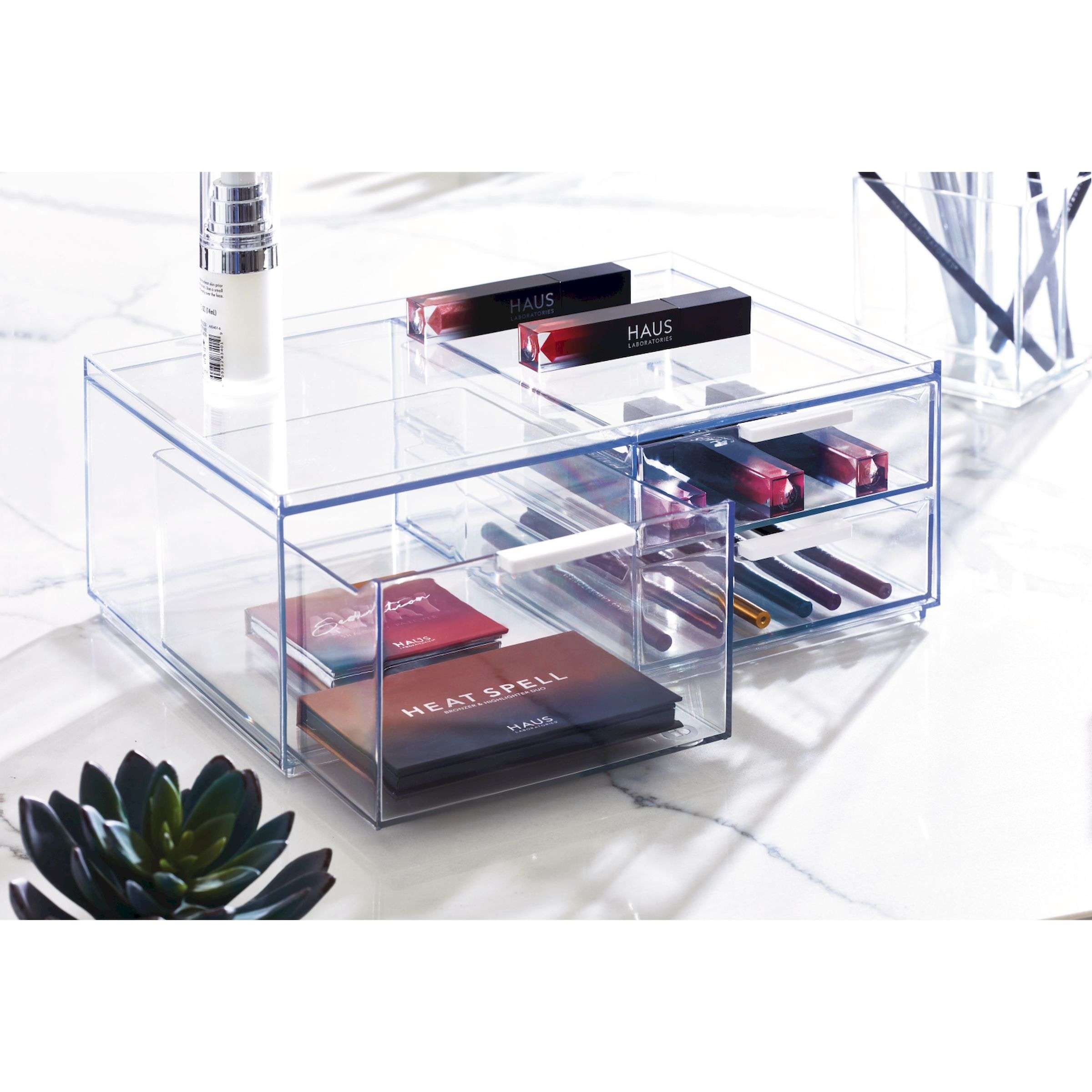 Make-up Organizer, 3 Lades, Breed, 30.5 x 20.3 x 11.4 cm, Transparant