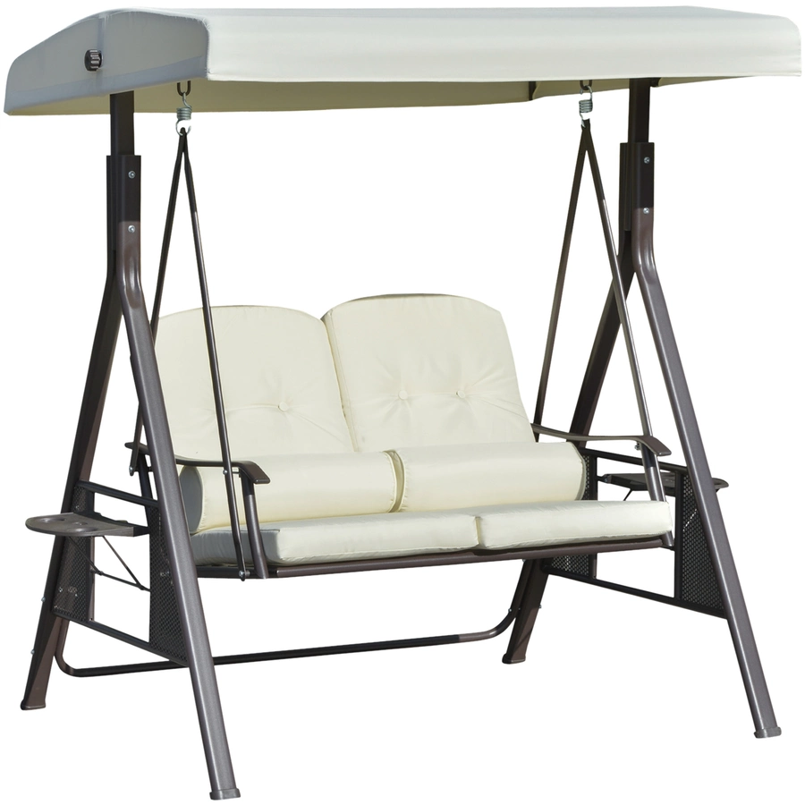 Outsunny Hollywoodschaukel mit Abstelltablett beige