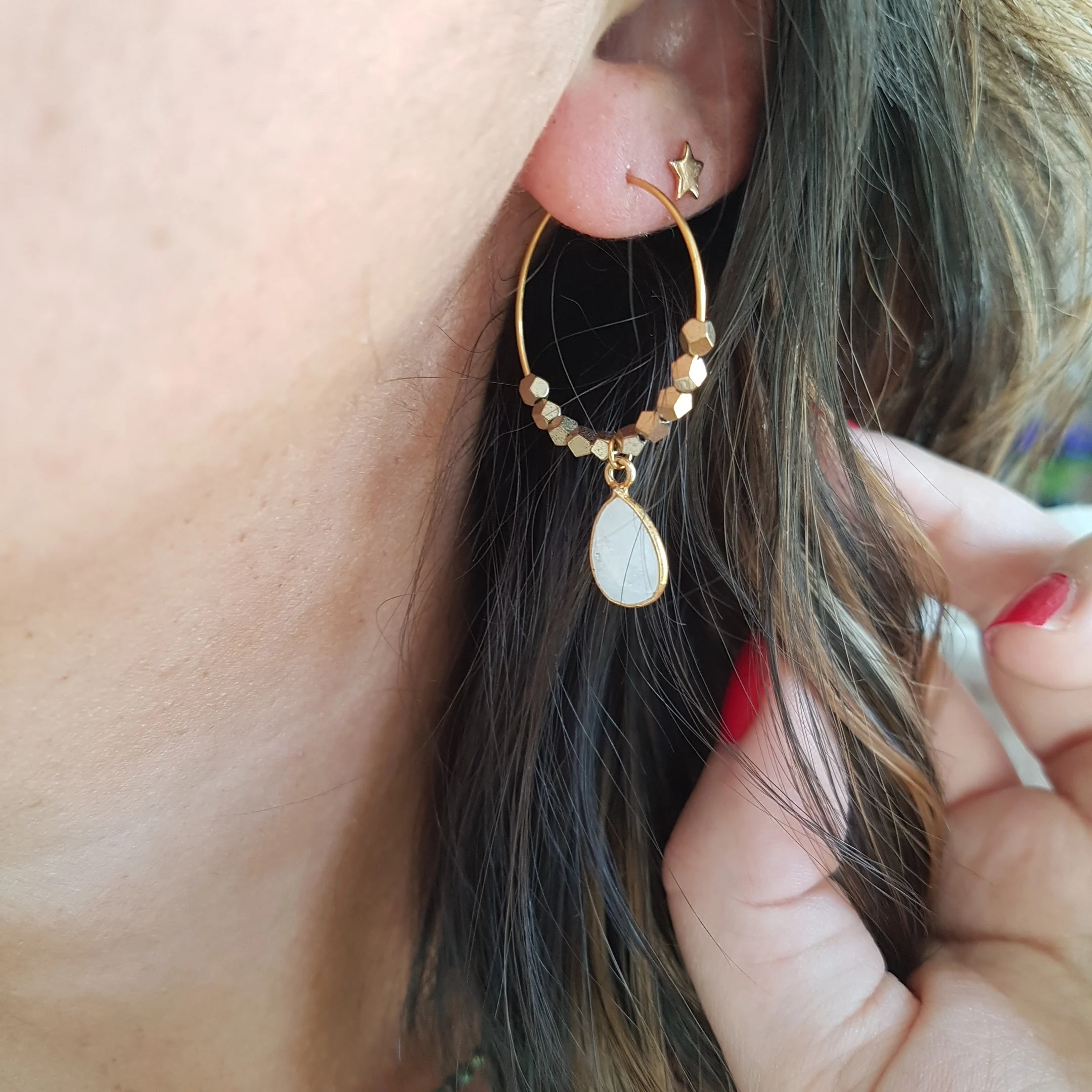 PIPA - Boucles d'oreilles pierre de lune | Bleu