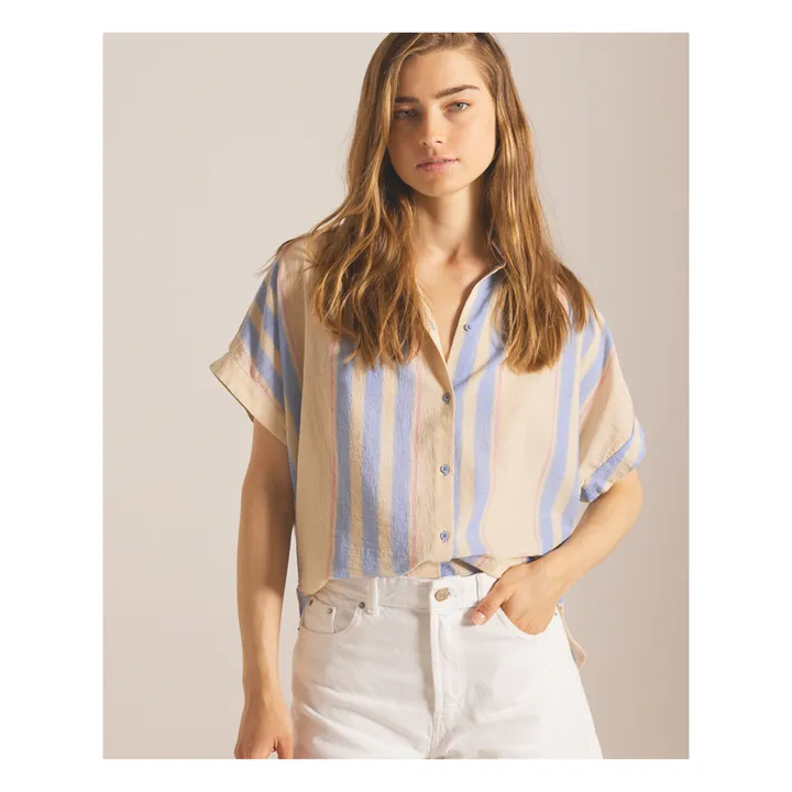 Sacrécoeur Blouse Louison Rayures Gaze de Coton Bio | Beige rosé