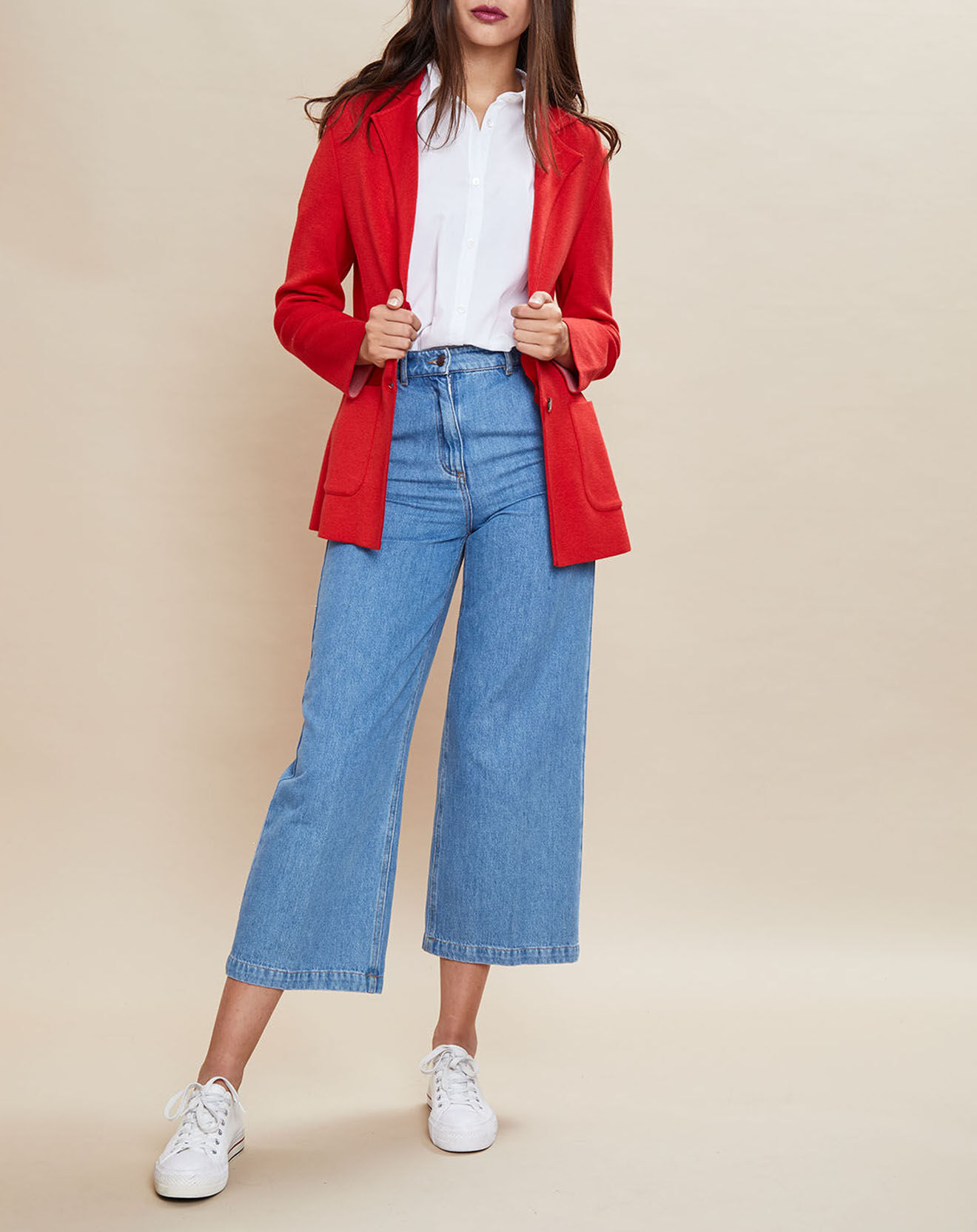 Devernois Veste blazer en Laine mélangée Voilier rouge