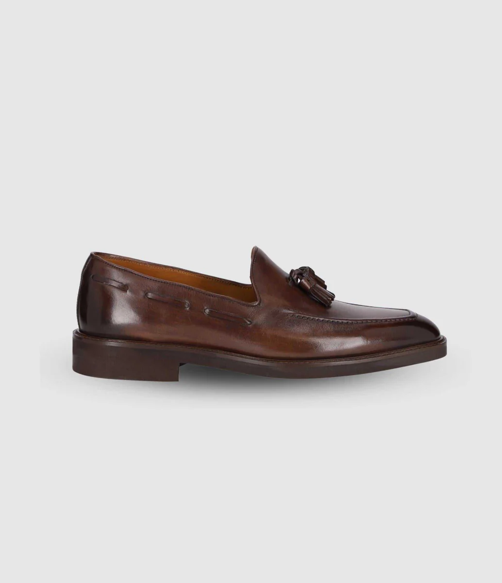 Mocassin en cuir à pampilles marron OXFORD