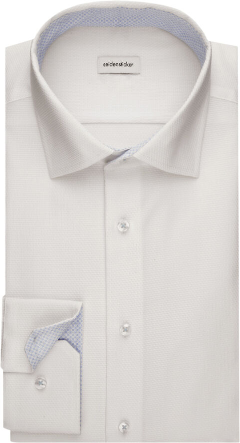 Seidensticker Business Shirt Slim Long sleeve Kent-Collar Small pattern White