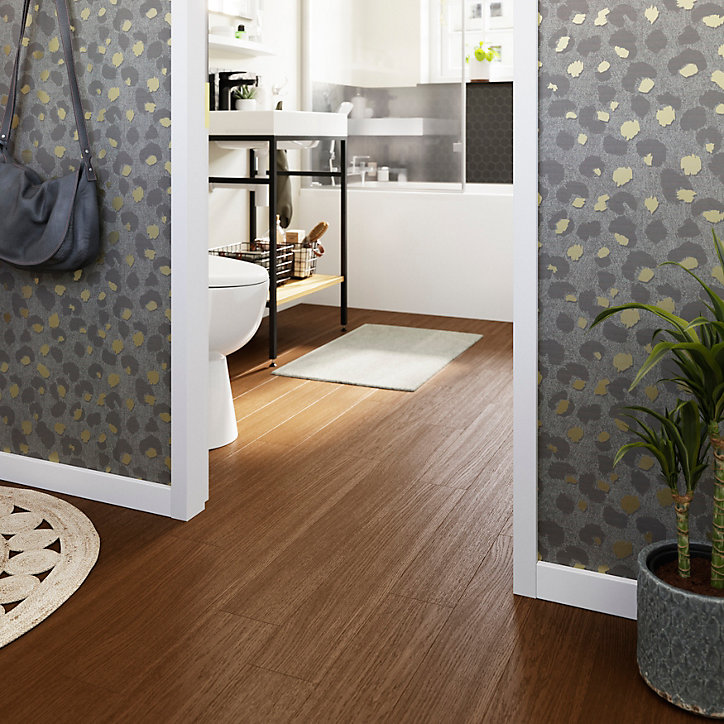 Parquet massif à coller Dryby M en frêne huilé brun compatible pièces humides