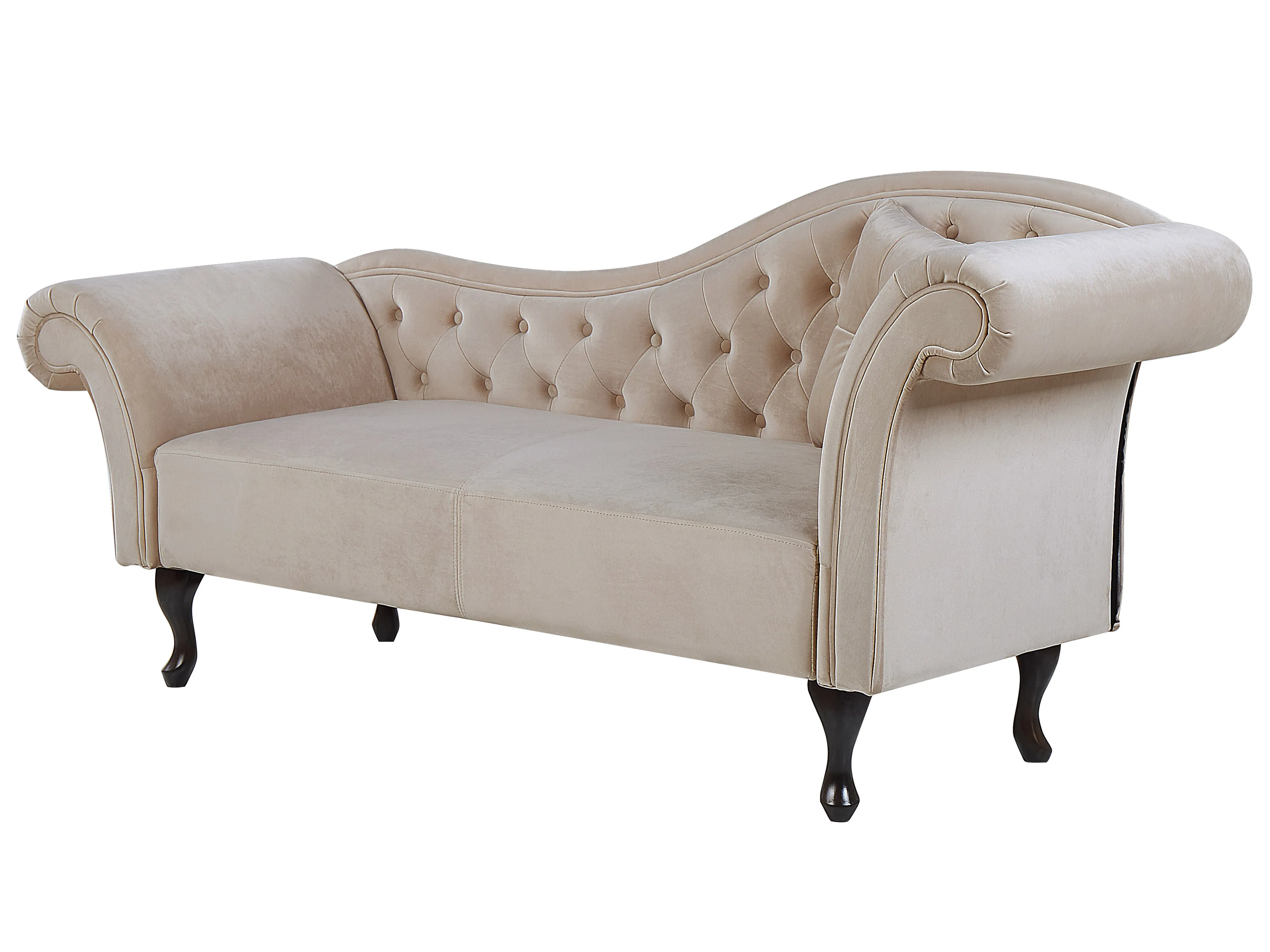 Rechtszijdige chaise longue LATTES Fluweel Beige