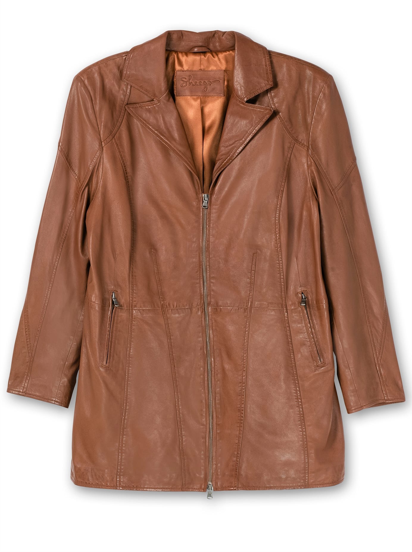 Sheego Lederjacke ohne Kapuze