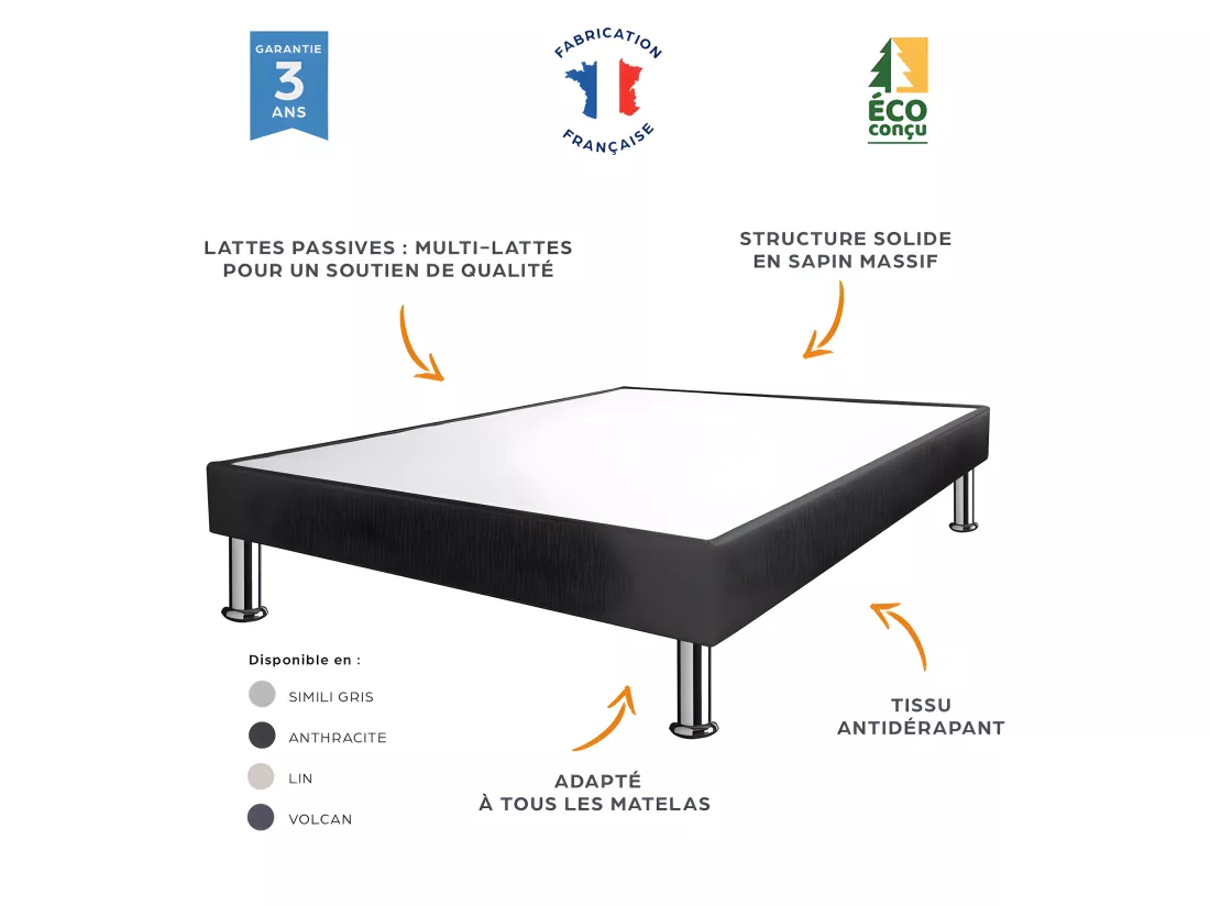 Sommier déco SP18 - Sahara 90x200 - 13 lattes - H.18 cm - Made in France