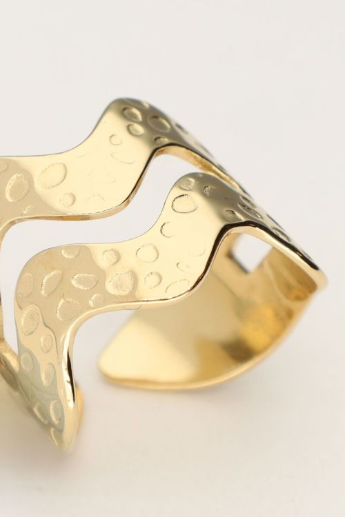 Statement ring met dubbele wave