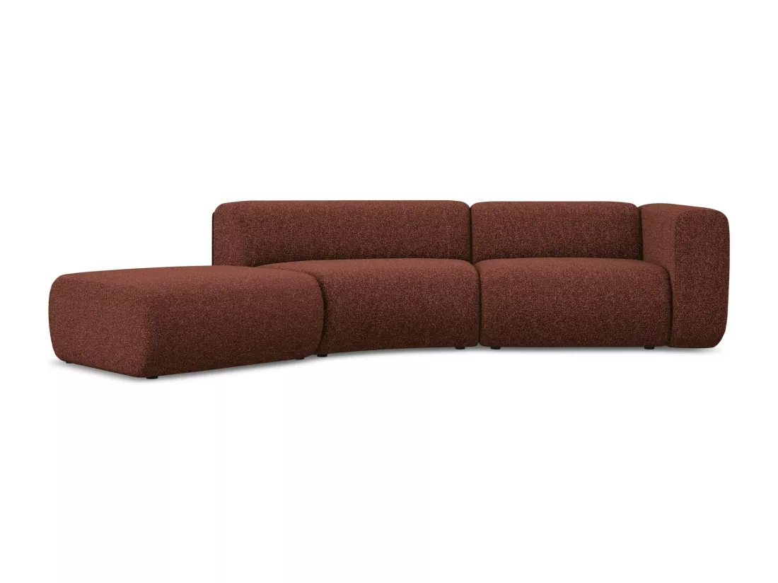 Canapé modulable 4 places gauche en tissu texturé - bourgogne - EKAHI