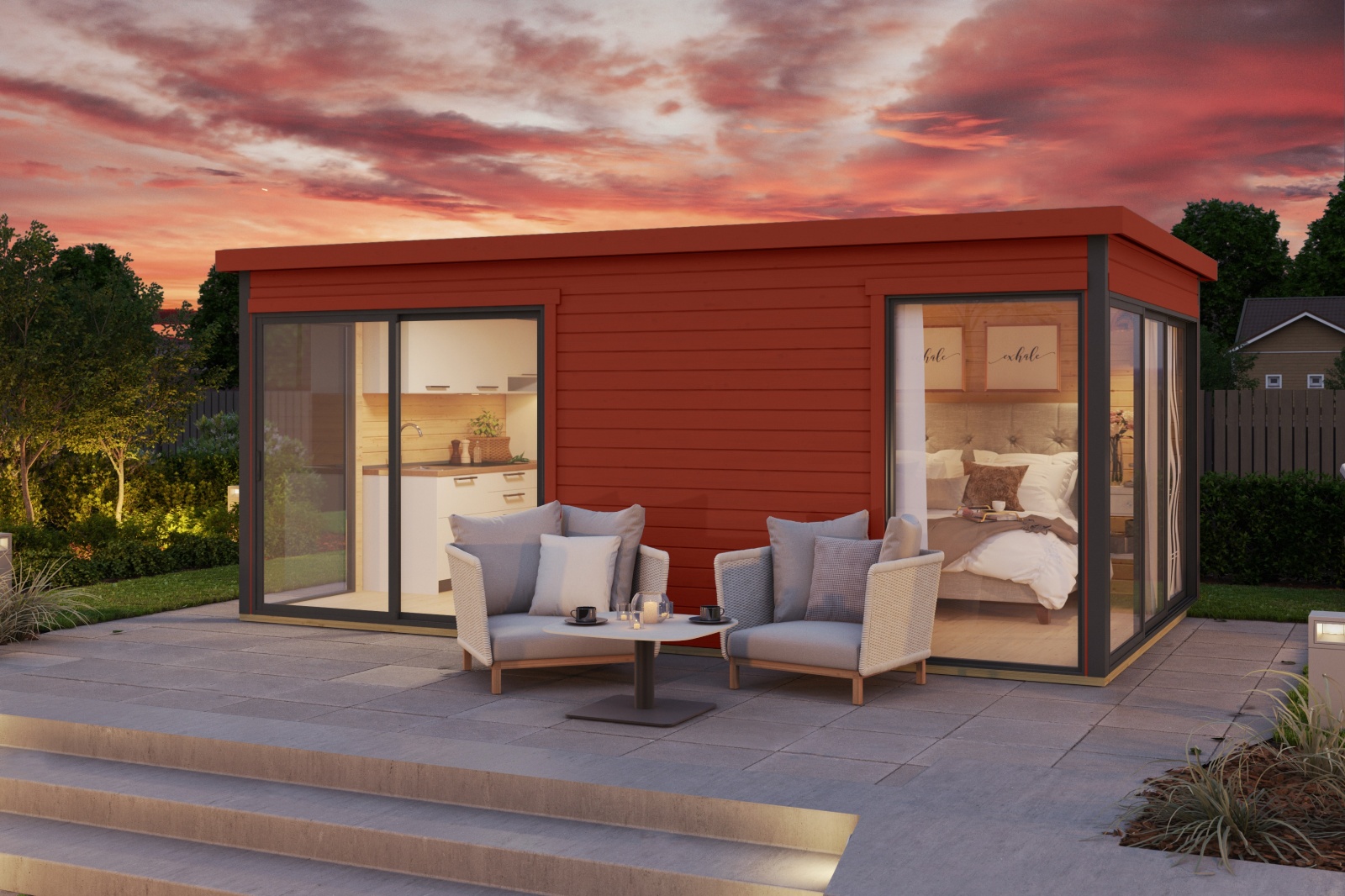 Gartenhaus DOMEO 3 - schwedenrot-anthrazit - 508,8x321,9 cm