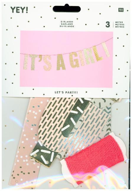 Papier-Girlande IT‘S A GIRL (3m) in rosa/pink