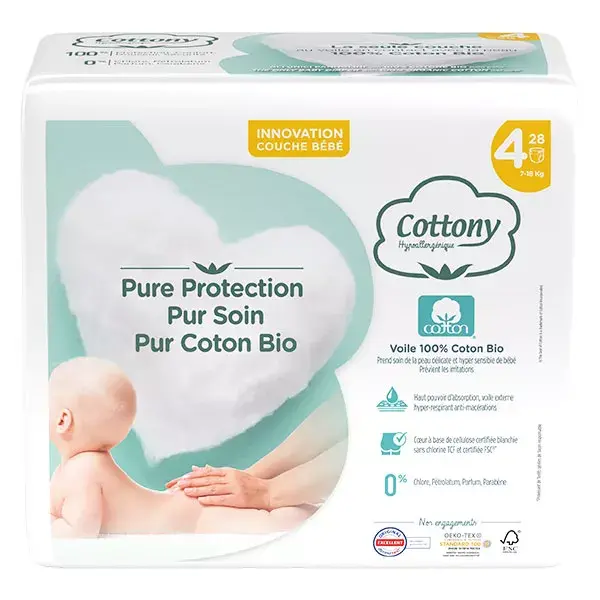 Fraldas Cottony Baby 100% Algodão Tamanho 4 (7-18kg) Pacote com 28 unidades