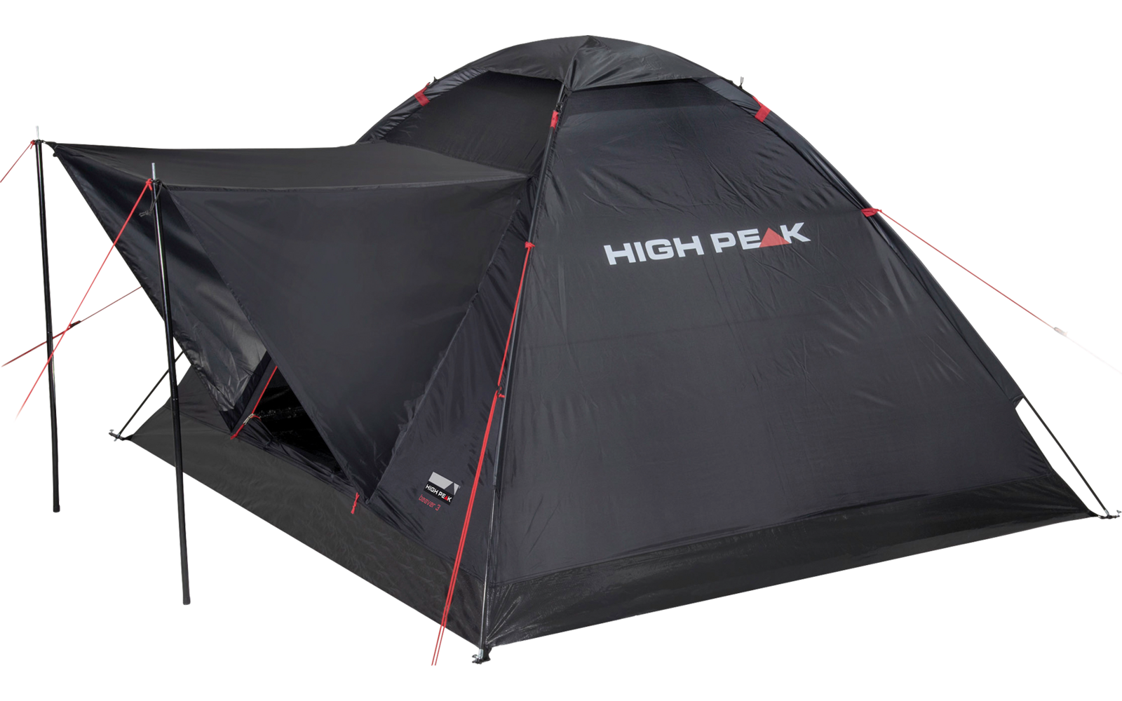 High Peak Beaver 3 freistehendes Einfachdach Kuppelzelt schwarz für 3 Personen