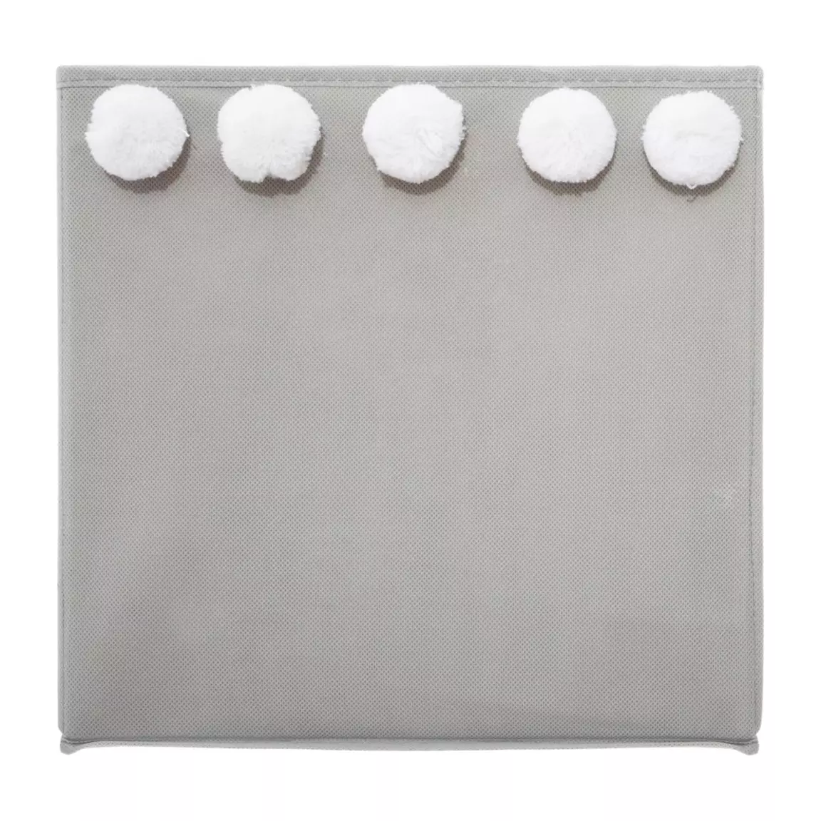 Panier de rangement enfant (29 x 29 cm) 5 Pompons Gris