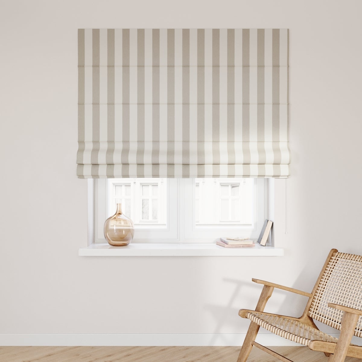 Vouwgordijn Quadro wit en beige, 120x160 cm