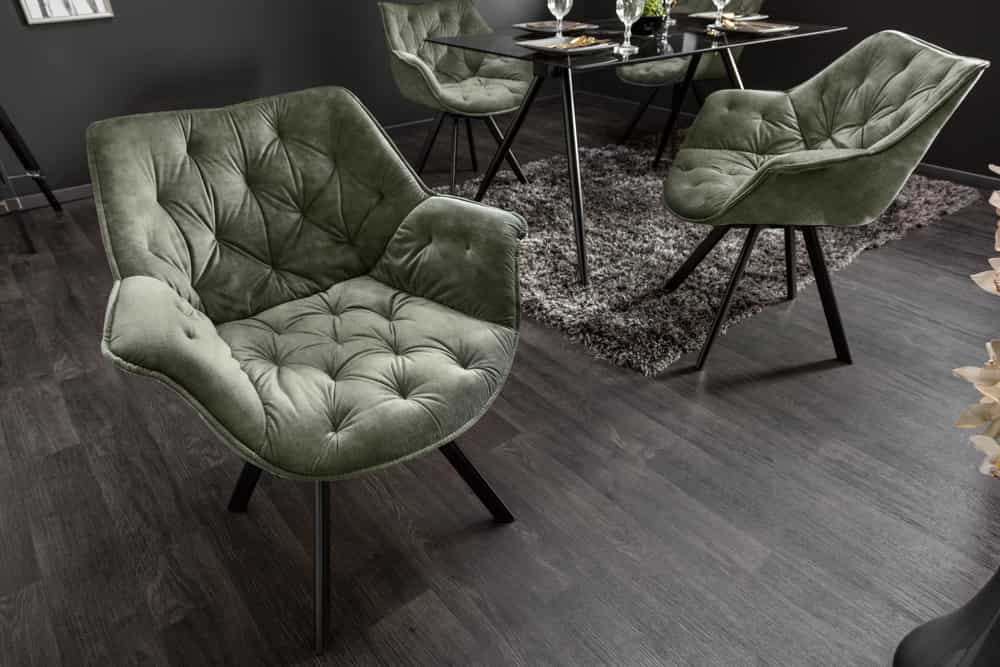 Drehbarer Stuhl THE DUTCH COMFORT dunkelgrün Samt mit Armlehnen Modern Design