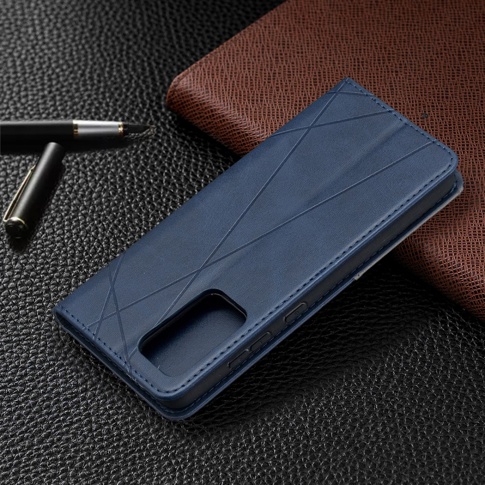Samsung Galaxy A52s 5G / A52 (5G)Leder Tasche Flip Cover mit Kartenfächern Geometrisches Design - Blau