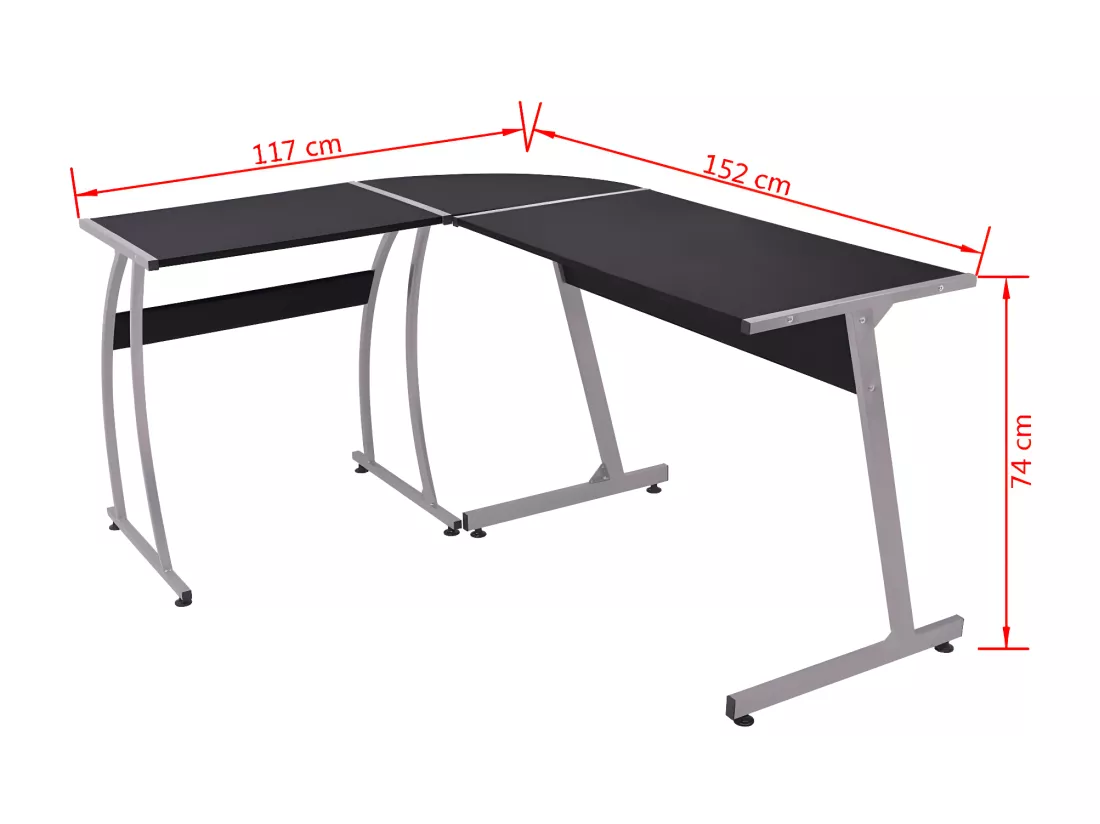 Bureau d'angle en forme de L Noir