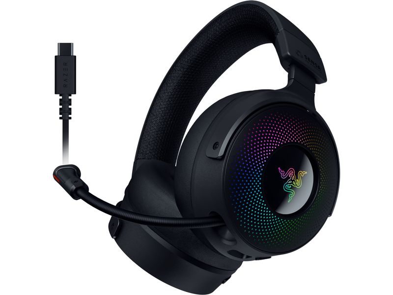 Razer Headset Kraken V4 Pro Schwarz Kabelloses Over-Ear Gaming RGB-Headset