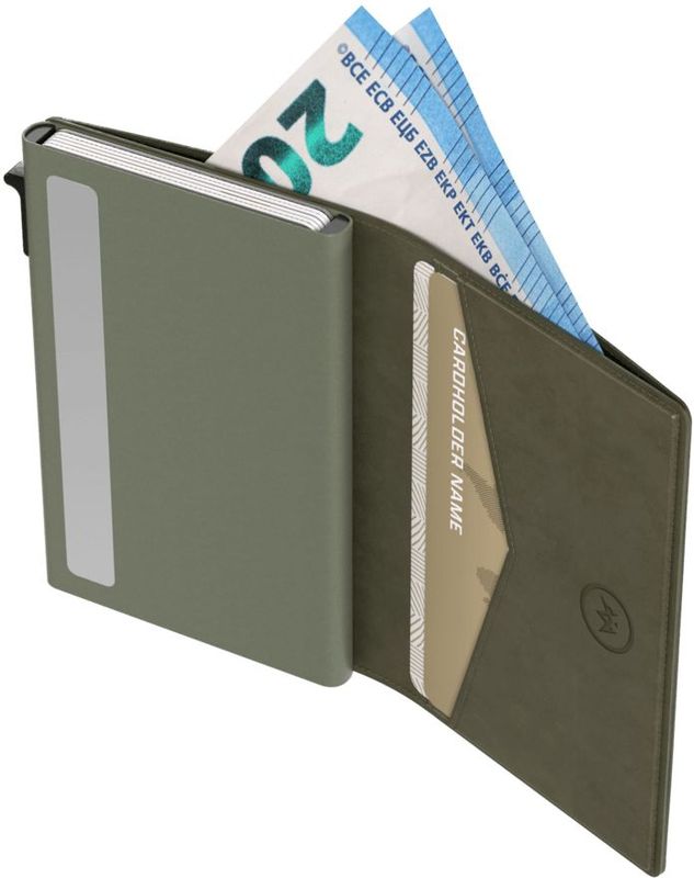 Prowallet - Slim - Pasjeshouder - Olijfgroen - Aluminium - 8 Pasjes