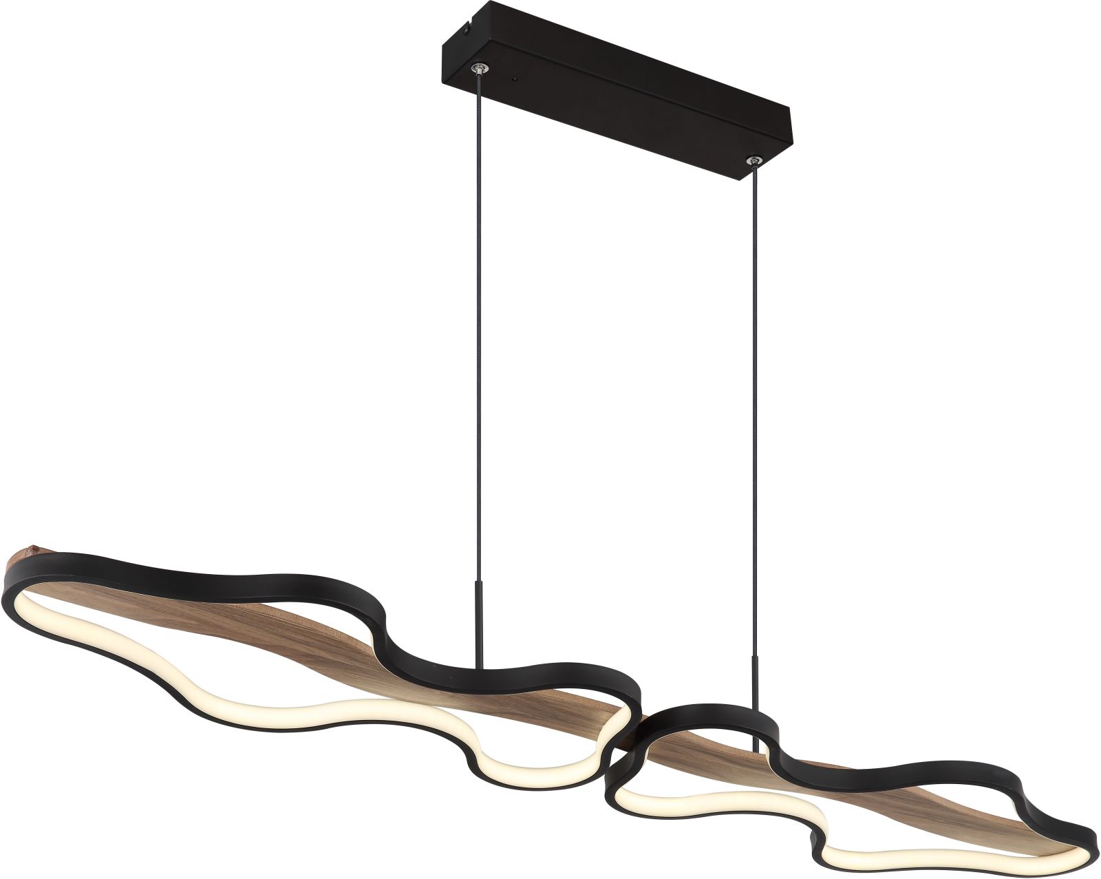LED-Hängeleuchte - schwarz-holzfarben - 112 cm