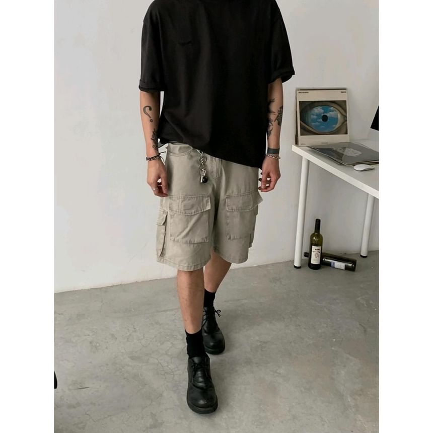 Nightbell - Mid Rise Plain Cargo Shorts