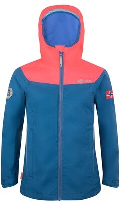 Trollkids Bergen Regnjakke, Midnight Blue/Coral