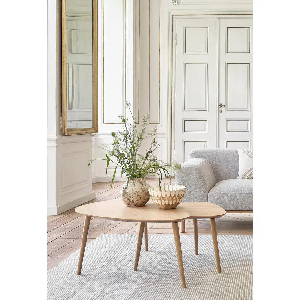 Salontafel Naturel Eiken - Driehoekig - Set van 2 - Adda