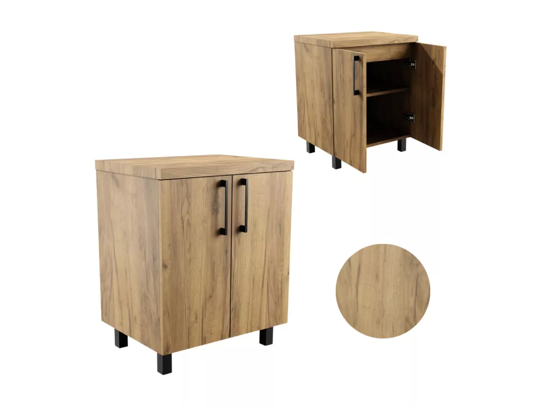 Armoire de salle de bain sur pied de 60 cm pour lavabo sur plan en chêne Craft