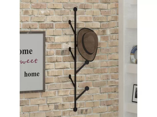 Porte manteau mural vertical 6 patères en métal noir H94 cm - PONPON