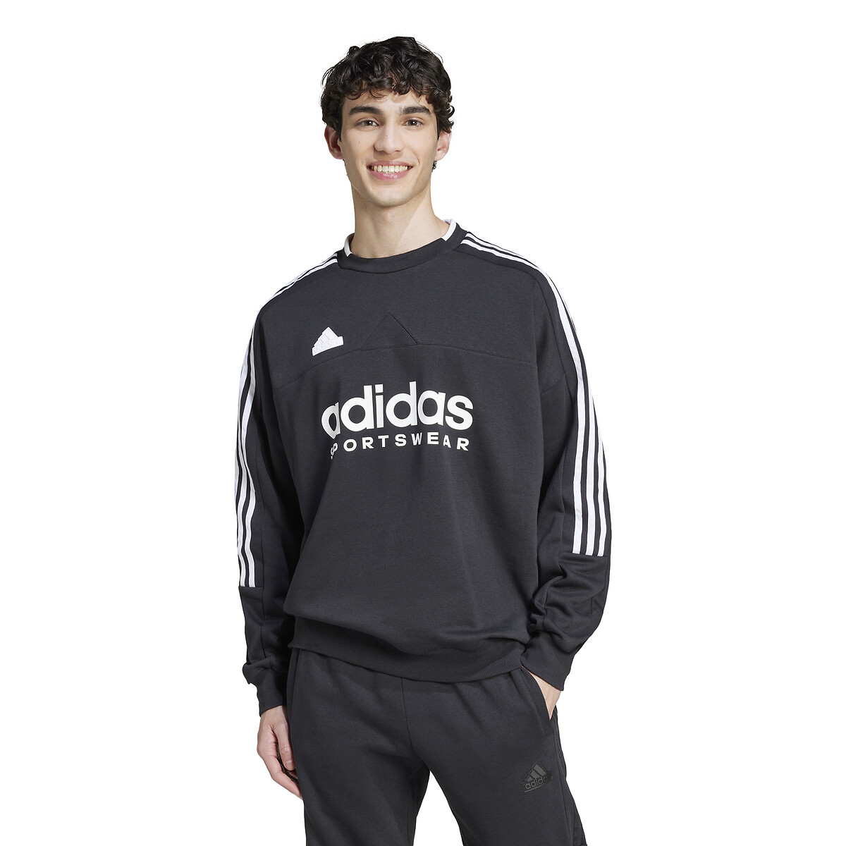 Suéter adidas Performance com gola redonda, logo duplo e 3 listras Tiro