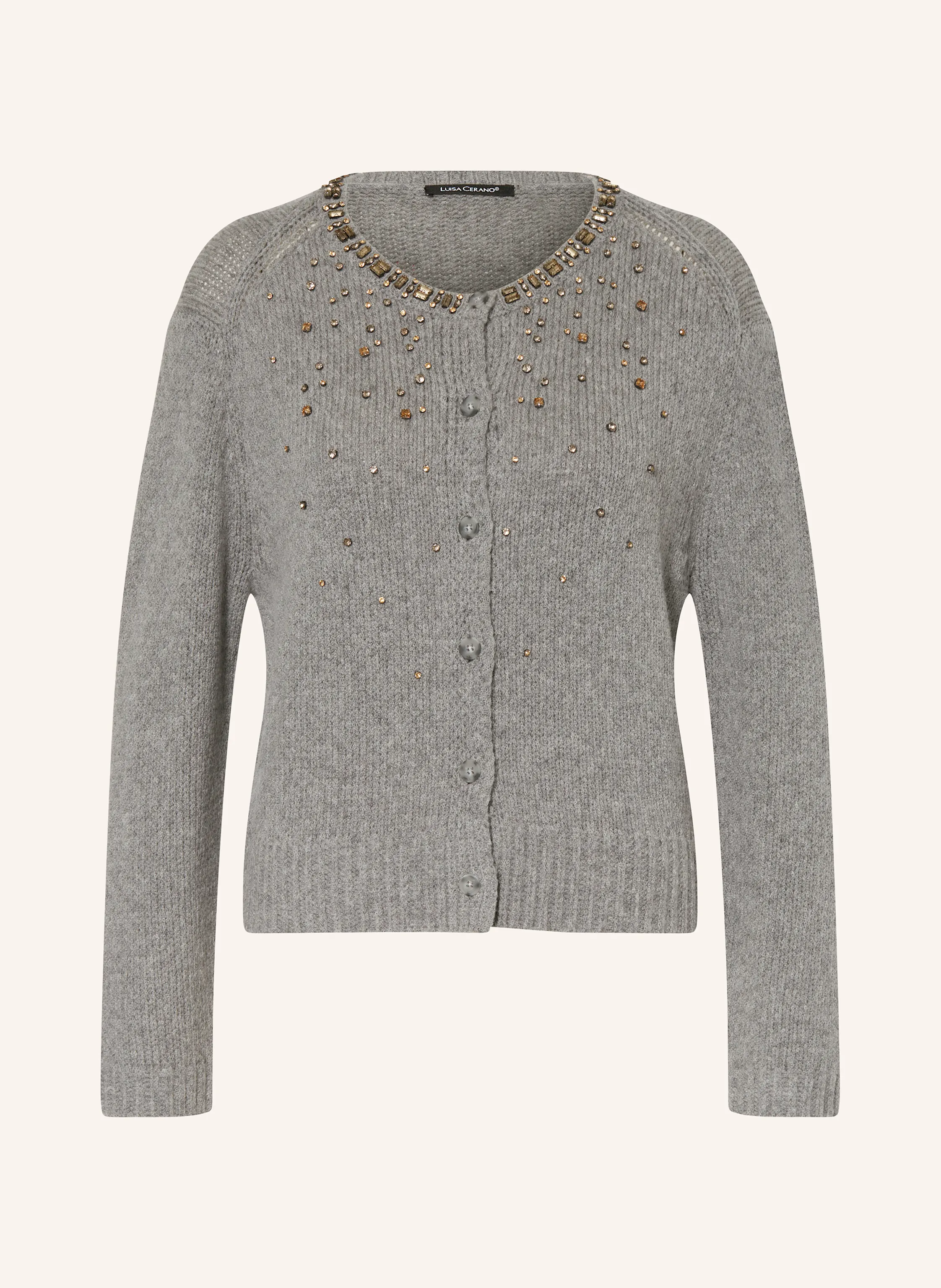 LUISA CERANO Strickjacke mit Alpaka und Schmucksteinen