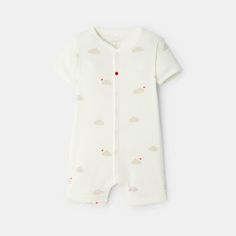 Combinaison courte en coton bébé mixte Blanc