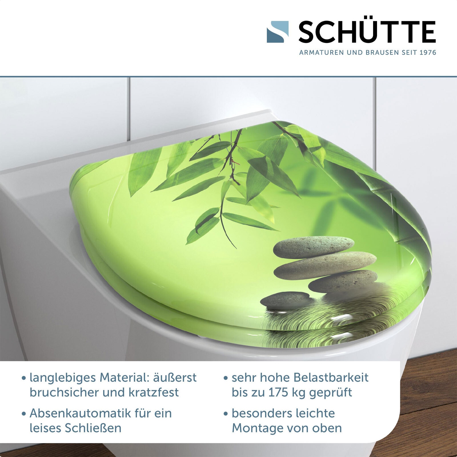 SCHÜTTE WC-Sitz Green Garden Duroplast Absenkautomatik Schnellverschluss
