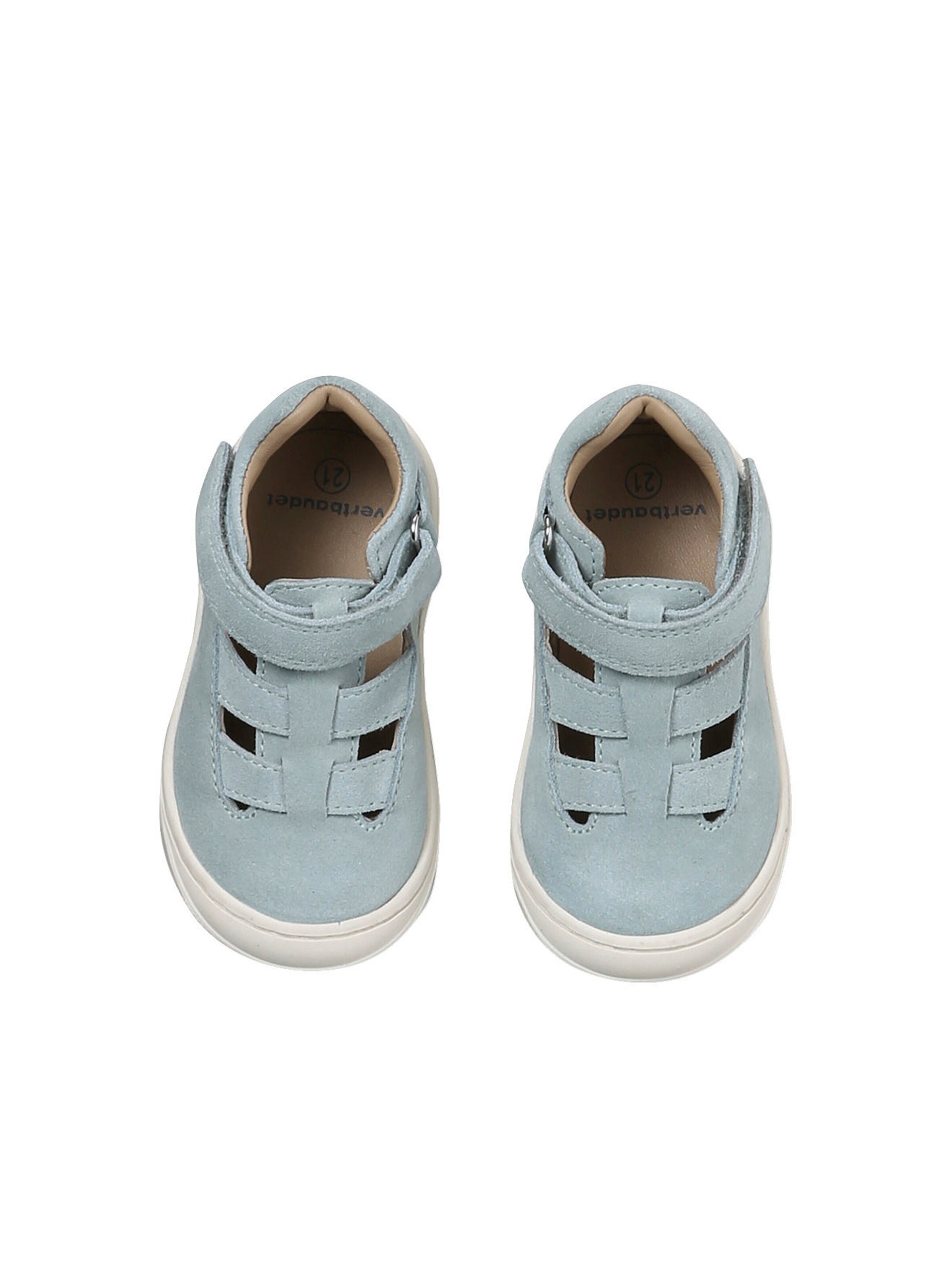 Vertbaudet Baby Riemchenschuhe aus Leder mit Klett salbeigrün