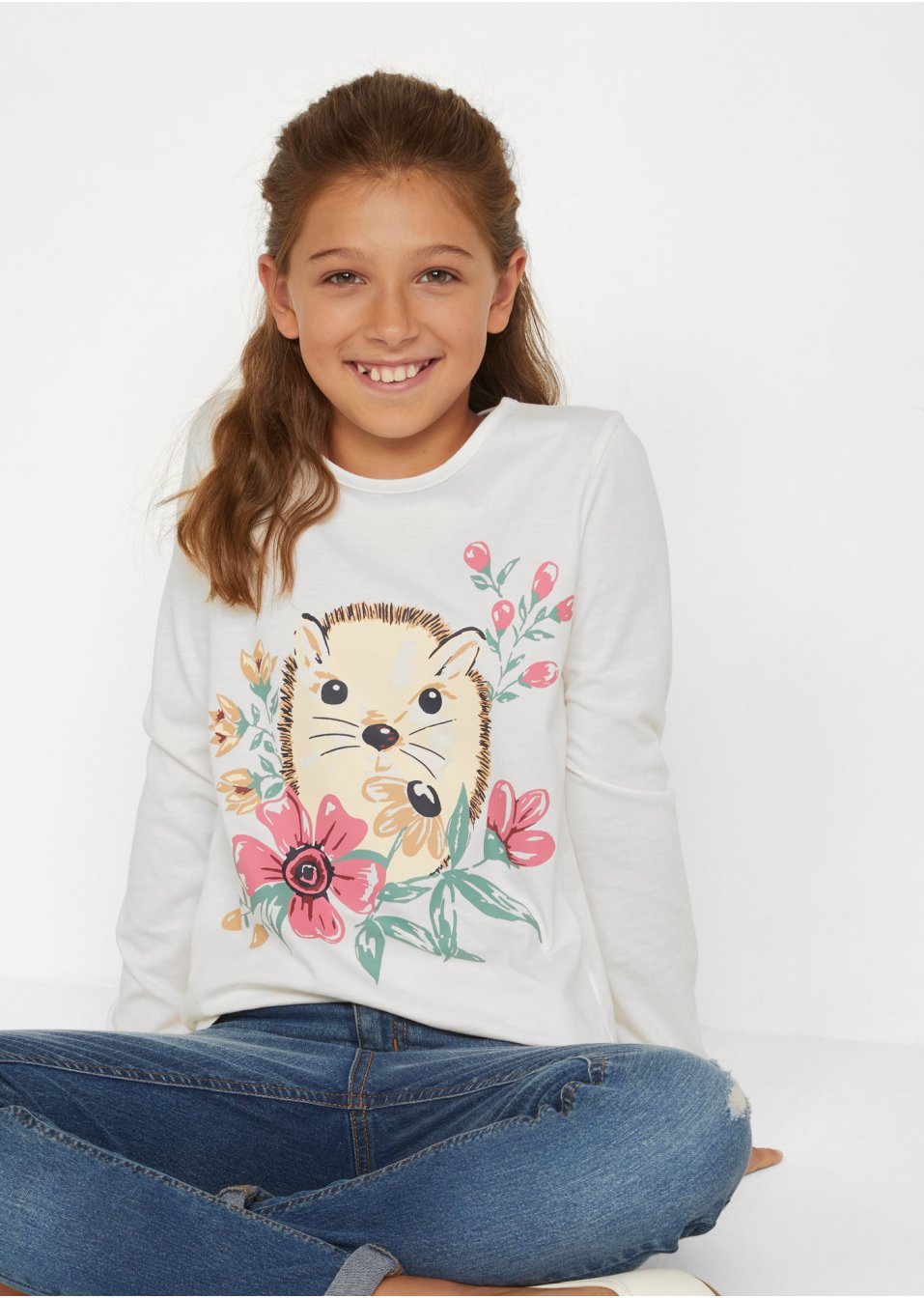 Lot de 2 T-shirts manches longues fille en coton