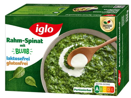 iglo Rahm-Spinat Laktosefrei und Glutenfrei, portionierbar